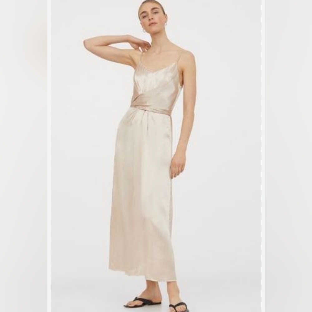 Wrap-detail Satin Dress